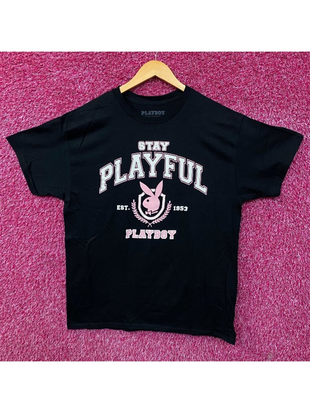 Playboy Stay Playful Varsity Logo Est. 1953 Graphic T-Shirt Large